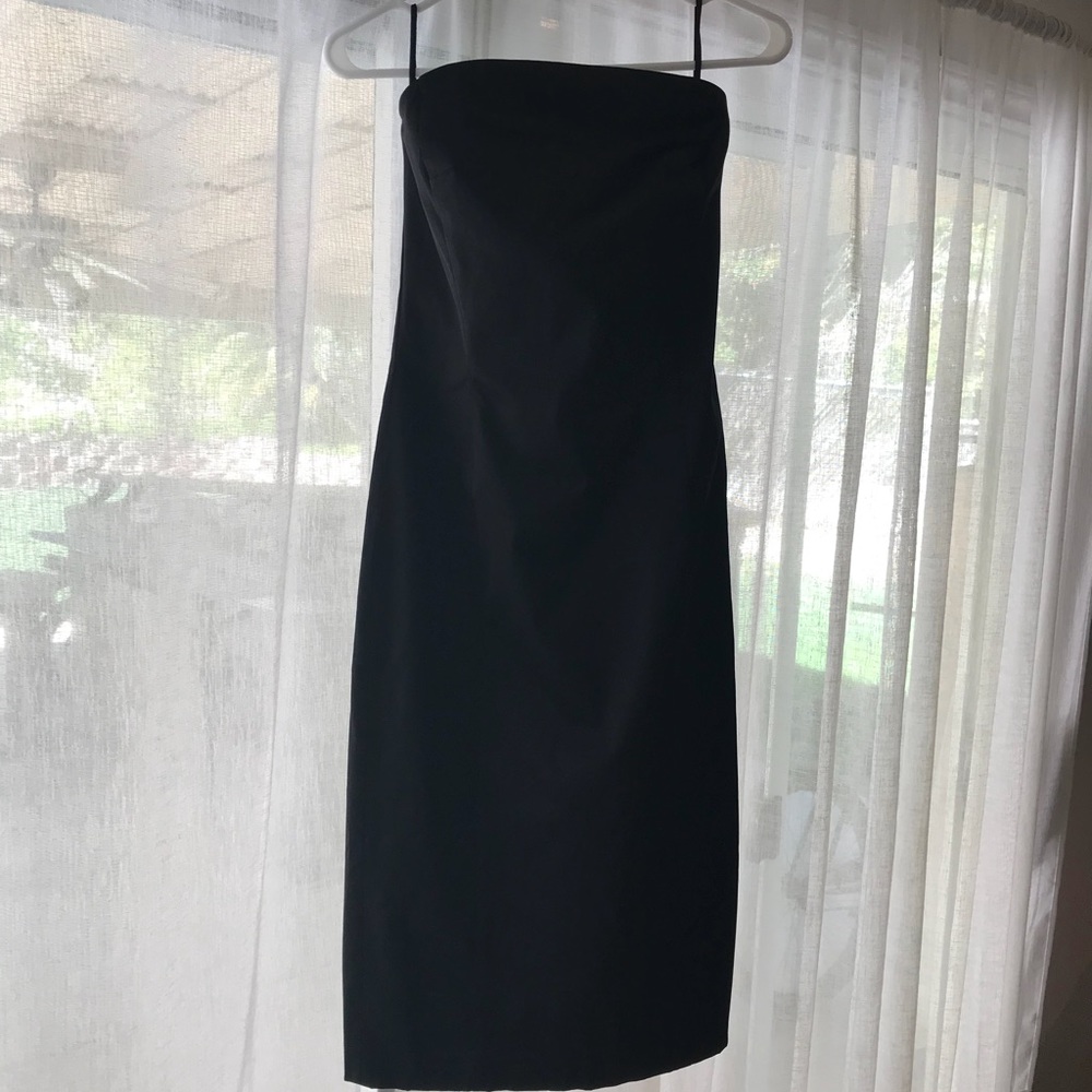 Isaac Mozarabic Midi Black Strapless Dress